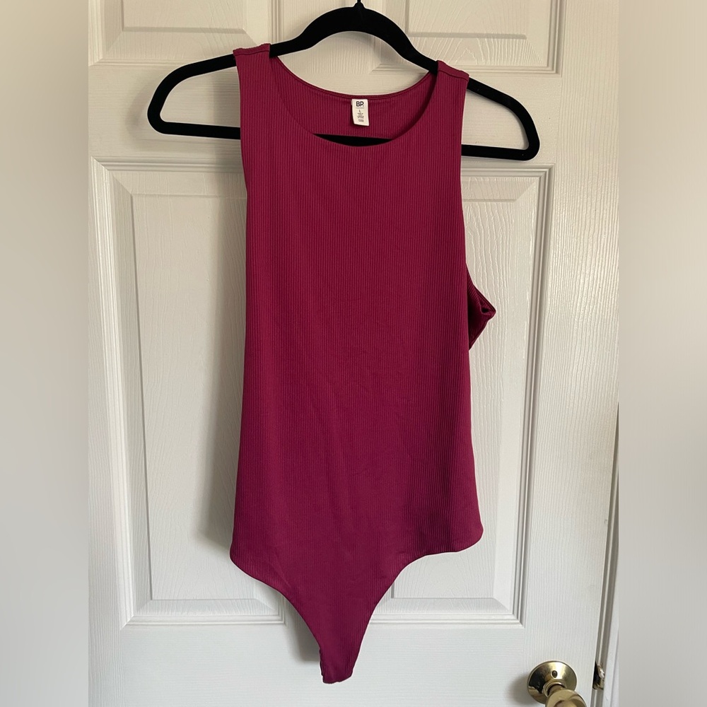 bp Ribbed Magenta Sleeveless Bodysuit